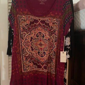 Lucky Brand Persian Tee -Burgandy- NWT